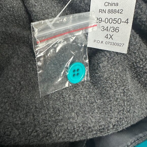 Woman Within 4X Teal Hooded Nylon-Coated Jacket W/ Drawstrings & Extra Button - Picture 5 of 7